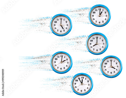 Obraz na plátně Six clocks are arranged in a dynamic layout