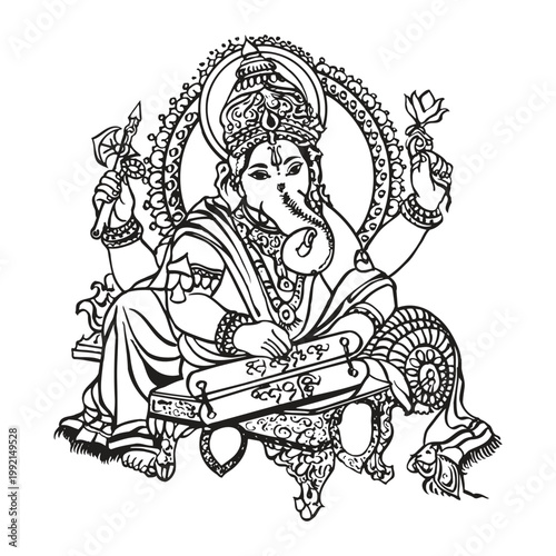 Hindu God Vinayaka Scribe Drawing for Wisdom and Knowledge