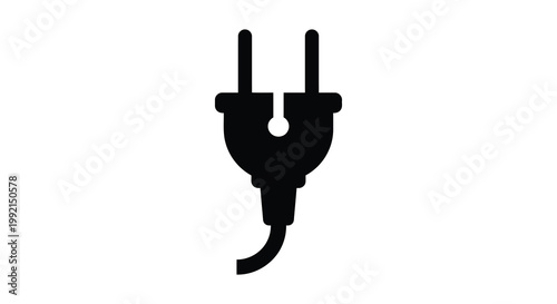 Black plug icon with cable a simple electrical power silhouette