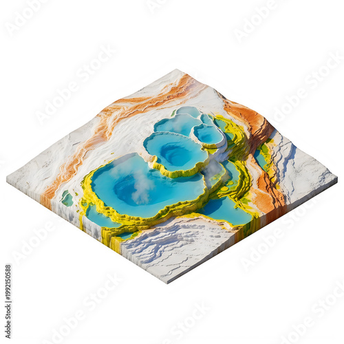 Topographical map illustration of a mountainous terrain with elevation variations