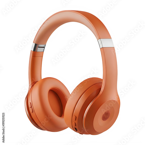 Stylish over-ear headphones in sleek orange and silver design for music lovers