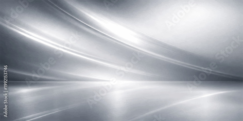 A sleek brushed silver aluminum texture featuring a smooth metallic pattern on a shiny stainless steel surface designed for a modern grey material backdrop