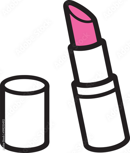 Minimalist pink lipstick vector icon for beauty branding