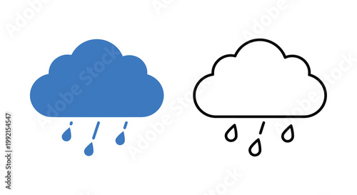 Two cloud icons one colored and one a black silhouette