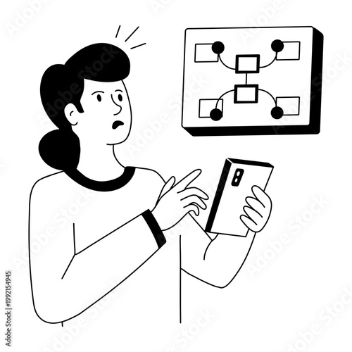 A hand drawn illustration showing network issue 
