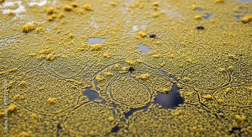 Dried cracked mud texture with intricate patterns and shallow water reflections in arid landscape