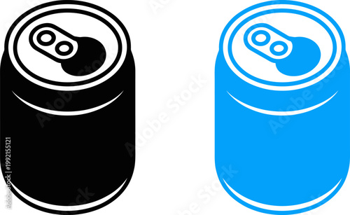 Aluminum beverage can isometric icons for soft drink or energy brew packaging presentation.