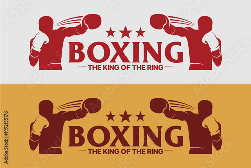 Set of illustration silhouette of boxer for boxing club logo design king of the ring sport emblem, Suitable for professional fight boxing club, boxing championship branding identity, isolated.