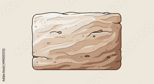 A textured, sandy-colored rectangular object with wavy lines and small dots, on a plain background