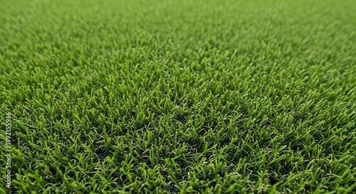 Close-up of vibrant green artificial turf texture