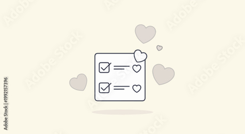 A to-do list with hearts, symbolizing love, care, or priorities