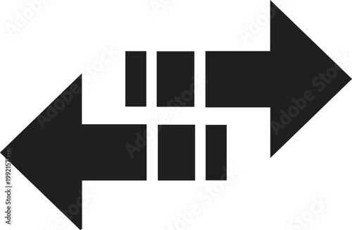 Two stylized arrows in opposite directions with connecting lines, exchange