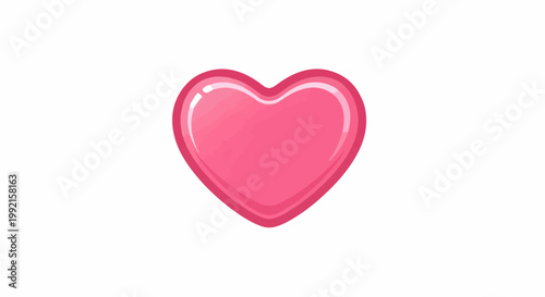 A vibrant pink heart with glossy highlights and a thick outline