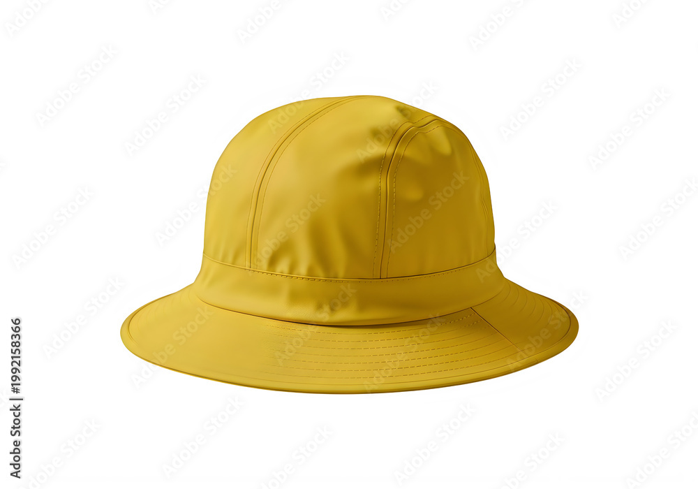 Fototapeta premium A classic yellow bucket hat with a wide brim and a slightly curved shape