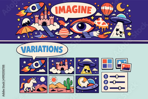 Creative imagined variations of generative ai art exploring surreal concepts and fantastical themes
