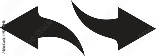 Two curved black arrows pointing in opposite directions with exchange