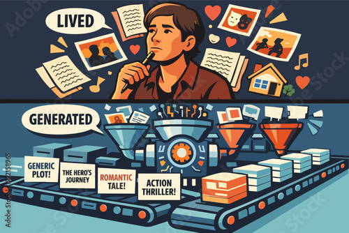 Human creativity versus ai generation comparing lived experiences inspiring unique stories with automated content production