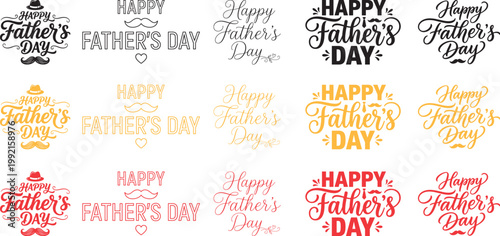 Father's day typography collection artistic lettering and colorful designs