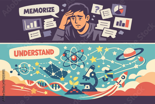 Comparing memorization versus understanding concepts, learning methods, and active education strategies