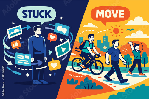 Comparing addiction to social media and digital content with moving outdoors and enjoying physical activity