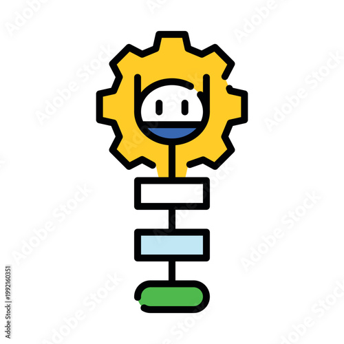 Chain-of-thought reasoning icon. Logical steps and sequence connection metaphor for artificial intelligence and problem solving. Vector spot illustration.