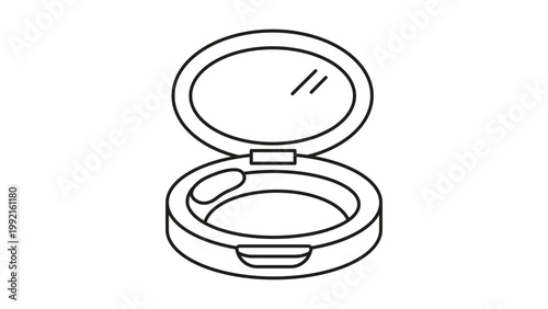 Tableau sur toile Blush Compact and Face Powder Makeup Case Minimalist Black Line Vector Icon with Editable Stroke