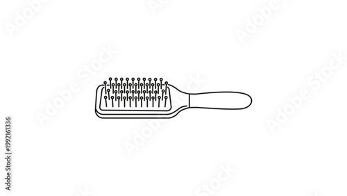 Minimalist Hair Brush Vector Icon with Editable Stroke. A clean black line illustration of a professional paddle hairbrush for beauty, grooming, and hair care designs. Scalable SVG graphic.