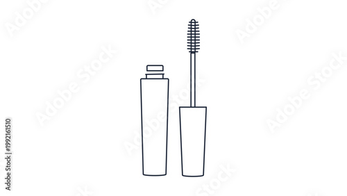 Cuadro en lienzo Minimalist Mascara Tube and Wand Vector Icon with Editable Stroke