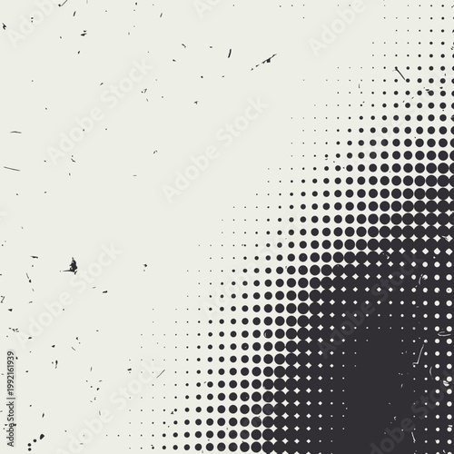 Vintage Halftone Dot Gradient Background with Distressed Grunge Texture