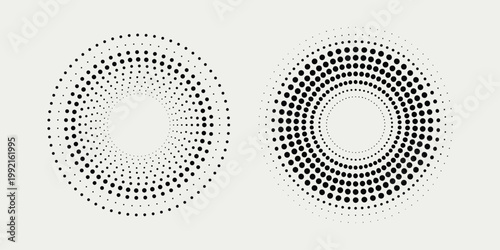 Set of Radial Halftone Circular Dot Gradients and Minimalist Geometric Rings