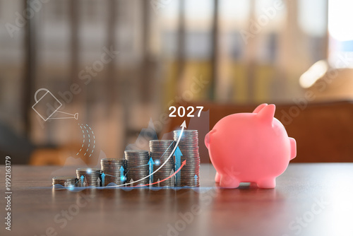 Ideas for saving money from income. Savings goals for the year 2027. Idea of ​​saving money for friends to pay taxes next year.