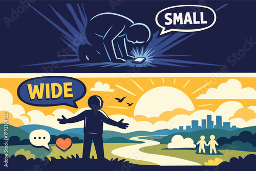 Restricting perspective with smartphone addiction versus embracing a wide view of nature and social connections