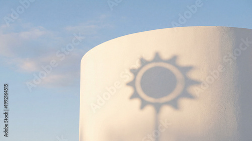Close-up of a Cogwheel Symbol on a Cylindrical Structure.