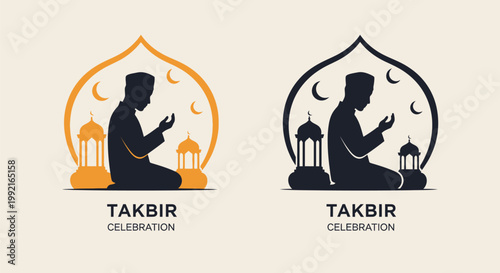 Man in prayer during Ramadan Takbir.