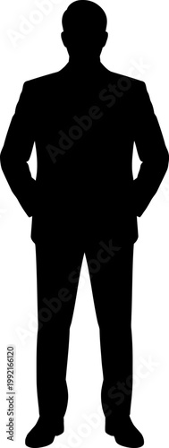 Business Man Front Silhouette – Corporate Professional Vector Illustration