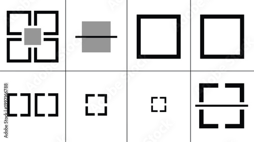 Crop and resize icons set selection frame tools interface vector minimal outline isolated design elements collection
