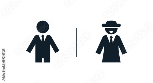 Two men in business suits standing.