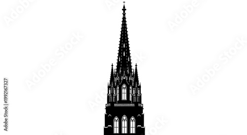 Gothic Church Steeple Architecture Detail.