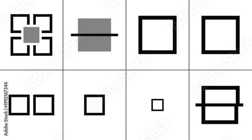 Crop resize icons set frame selection square transform tool interface vector isolated design elements minimal style