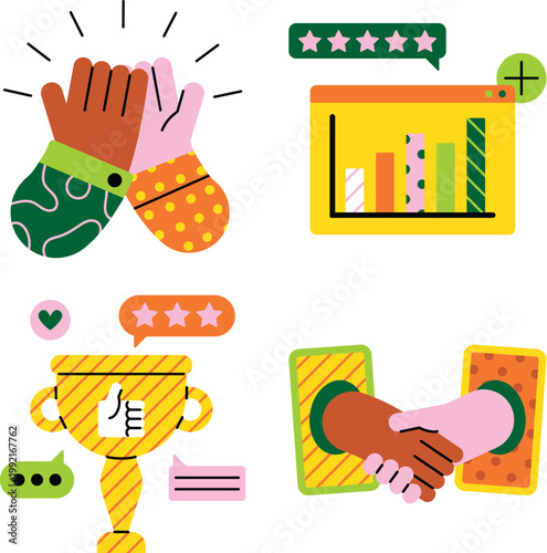 Shaking hands icons for teamwork collaboration and successful meeting vector