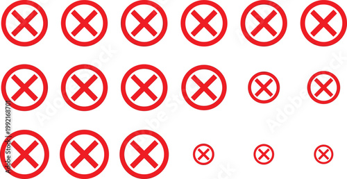 Cross mark icons set red cancel symbols error delete close buttons vector isolated background design elements