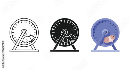 hamster wheel fitness icon set - Minimalist, flat icon, outline, glyph, linear, clipart, sticker - icon set