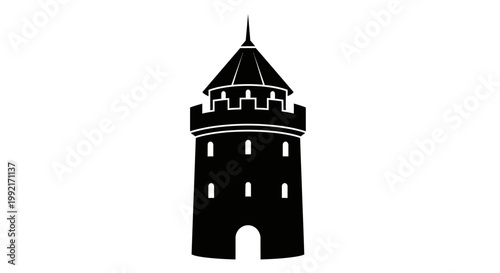 Black silhouette of a castle tower.