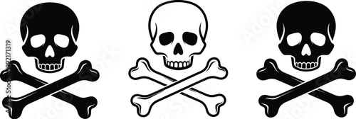 set of silhouettes icon of skulls & bones