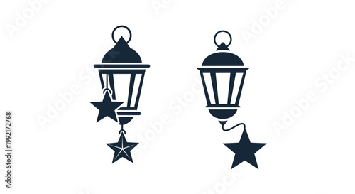 Black lantern earrings with stars.