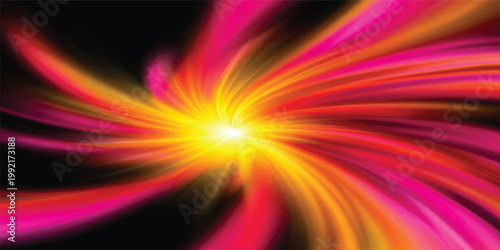 An abstract colorful fractal background radiates bright energy with a glowing orange and red explosion of starlight and motion that creates a vibrant textured wallpaper design