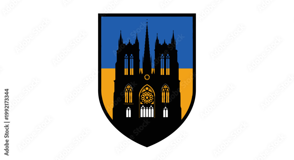 Obraz premium Black silhouette of Gothic cathedral.