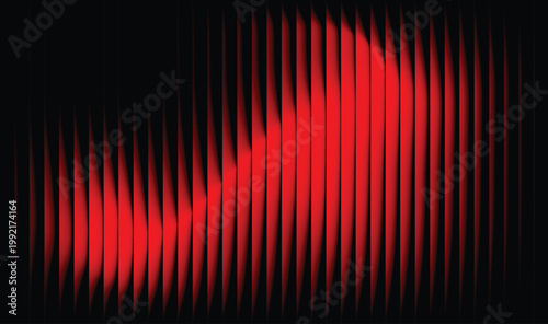 Abstract digital artwork featuring a gradient of red lines against a dark black background 