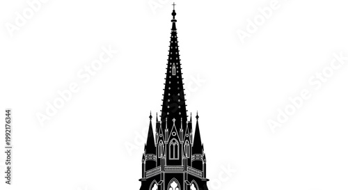 Steeple Architecture Gothic Style Building.