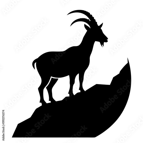 Silhouette Of A Mountain Goat On Cliff Transparent Background